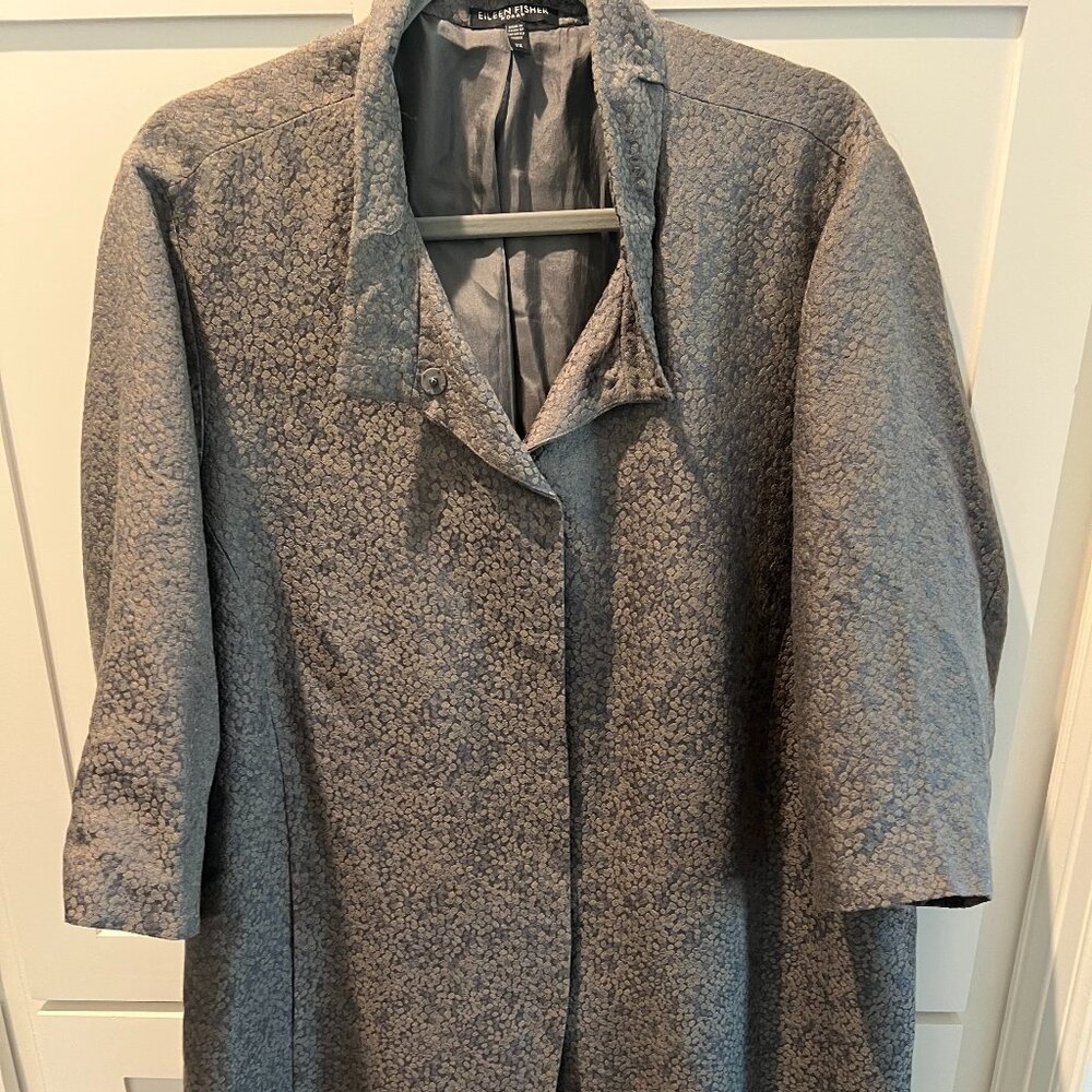 Eileen FIsher,Long Topper/Jacket,  Silver , 79% Silk, Size 2X